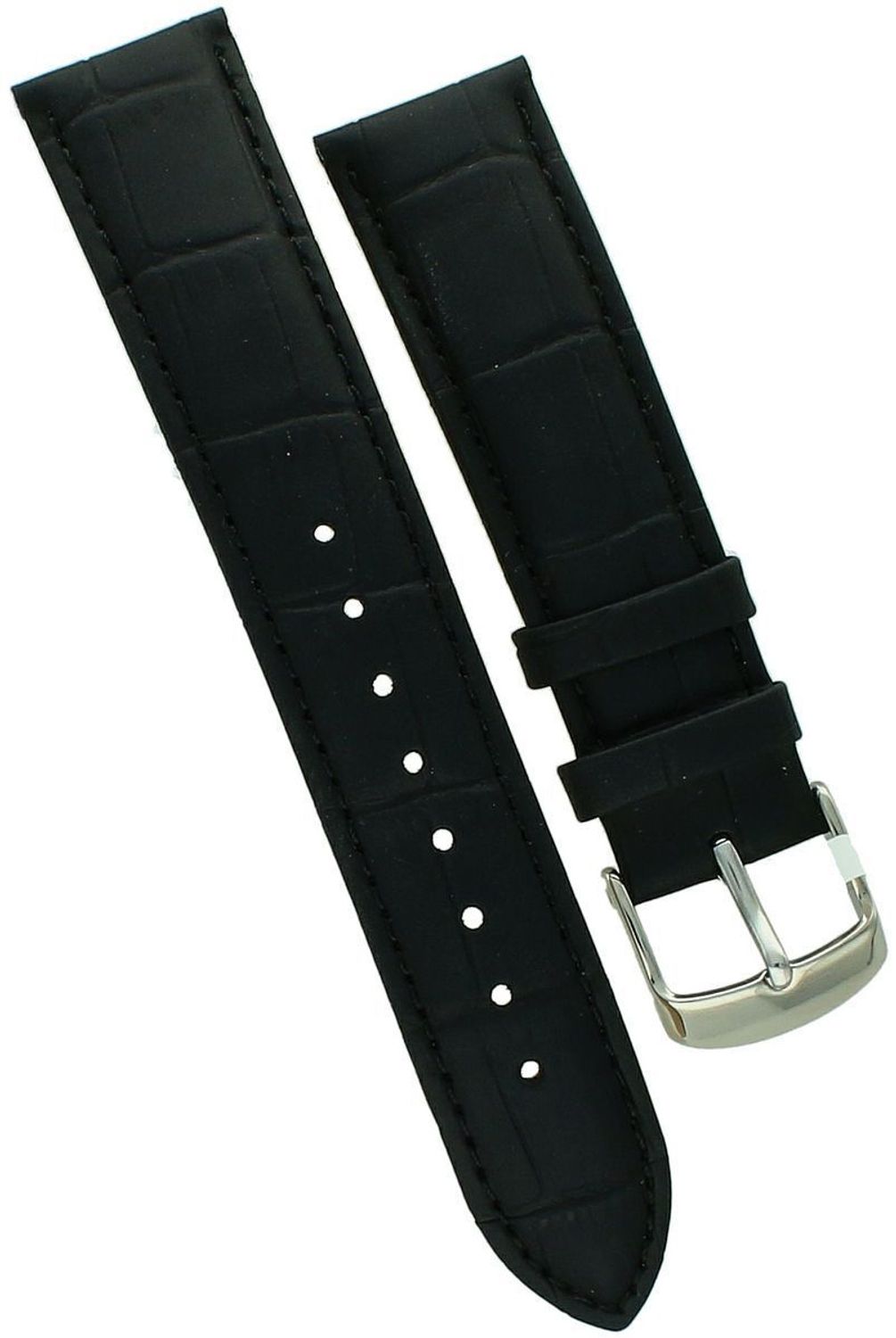 Elegancki skórzany pasek do zegarka LWM0240 w kolorze czarnym. Szerokość przy mocowaniu 2,0 cm, długość krótsza 87 mm, dłuższa 125 mm, sprzączka stalowa srebrna. Komfortowy i trwały pasek.1.jpg